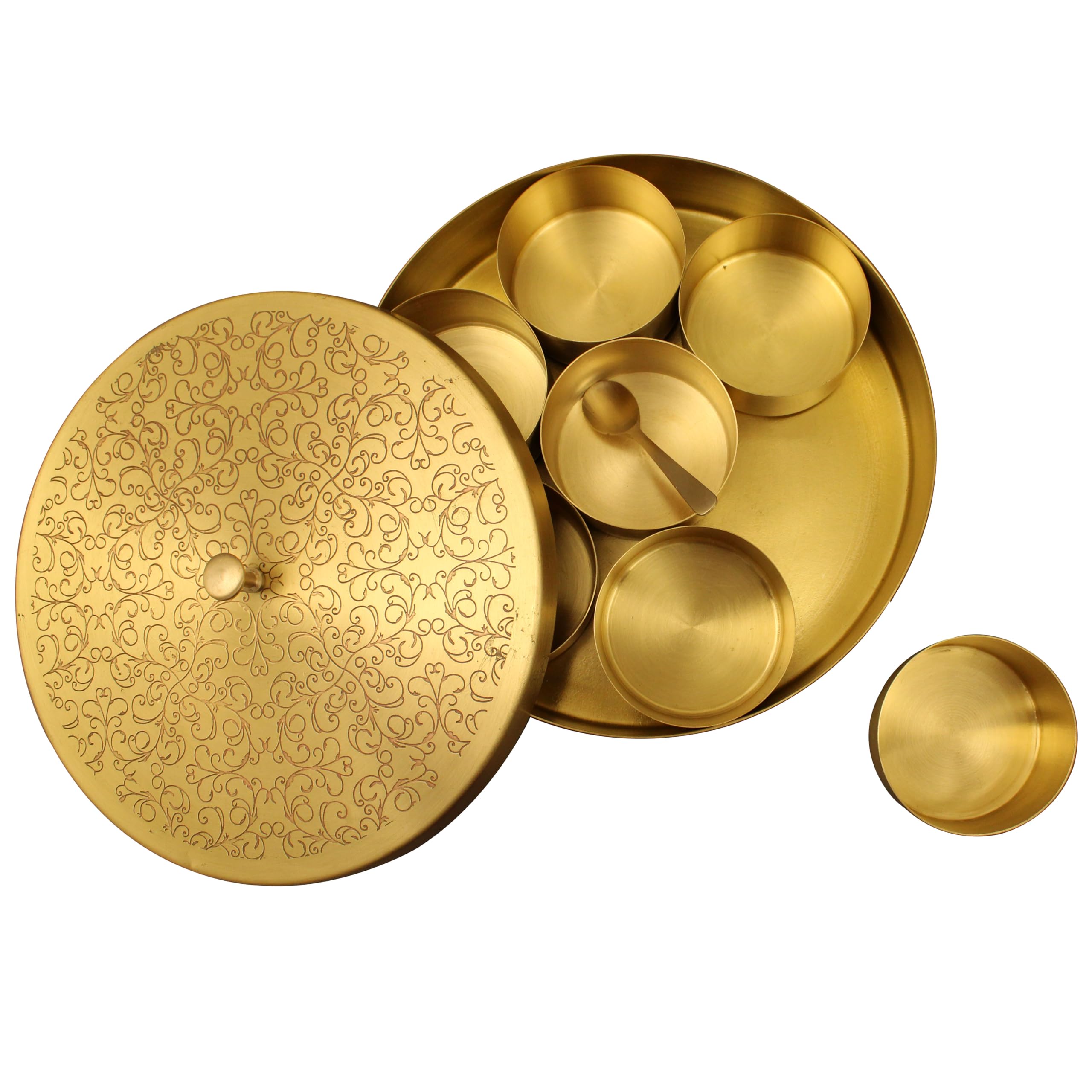 Amazon.com: Spillbox Brass Spice Box Indian Set For Kitchen With